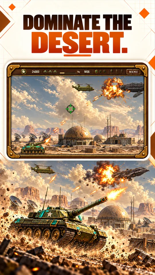 Promotional image of a tank fighting in Sunscar Outpost